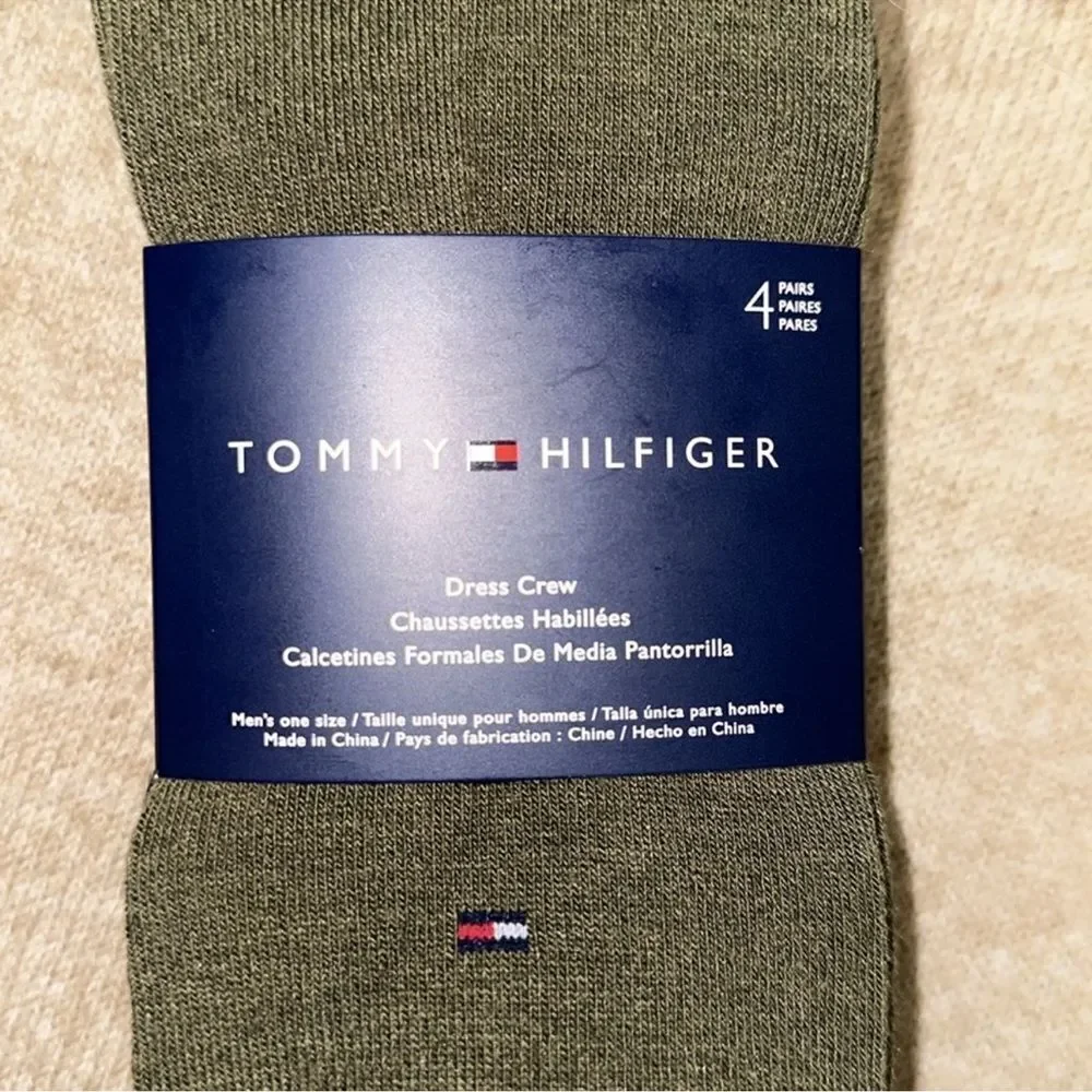 Tommy Hilfiger Shoe Size 7-12 4 Pack Men’s Dress Crew Cotton Blend Socks